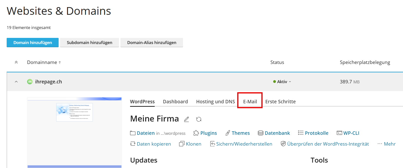 DKIM für Email Signierung einrichten